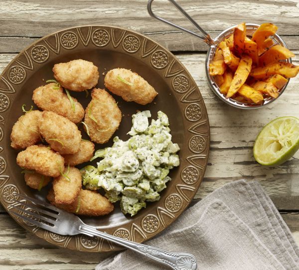 Scampi with Minted Broad Beans